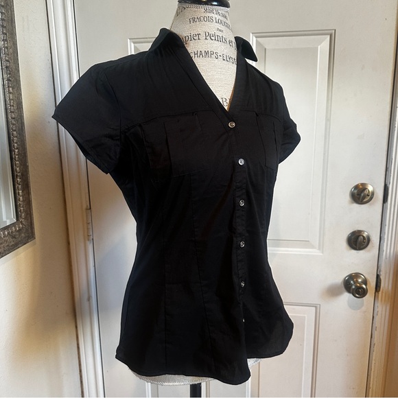 Black Button Up Top - Picture 11 of 11
